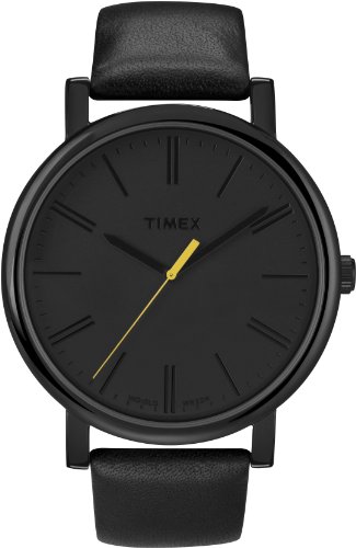 Timex Easy Reader Black Leather Strap Mens Watch T2N793