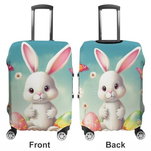 Easter Bunny with Eggs Luggage Cover, Elastic Luggage Protector Fits 19-32in Suitcases, Washable & Anti-Scratch Suitcase Cover for Men Women M3
