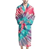 Belidome Herren Langer Bademantel mit Tasche Leichter hoher voller Länge Bademantel, Batik, Einheitsgröße