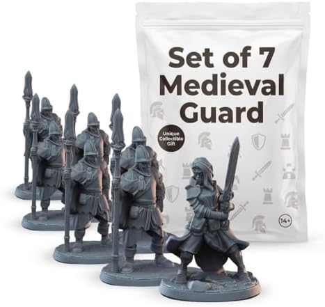 7-Pack of Medieval Guard & Female Knight Figurines - Strikingly Detailed Miniatures with Armor and Weapons for Tabletop RPGs, Unique Decor for Home or Office - 3D Printed in Canada image 5