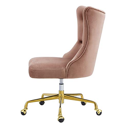 24Kf Velvet Upholstered Tufted Button Home Office Chair With Golden Metal Base,Adjustable Desk Chair Swivel Office Chair - 7081-Blush #TOP3
