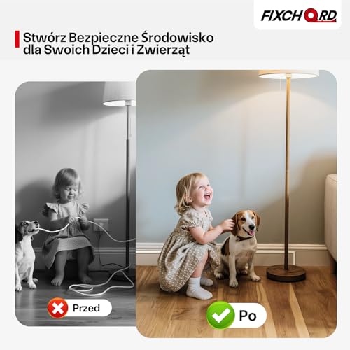 FIXCHORD Kanał kablowy samoprzylepny，Listwa kablowa, Ukrycie Kabli TV, Flamskyddande，Możliwość malowania, PVC Kanał Kablowy för Hem och Kontor, 15 mm (szer.) x 10 mm (wys.) x 1 m dł., Biała