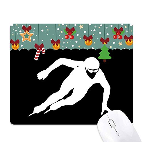 Alfombrilla de ratón de Navidad con diseño de patinaje negro