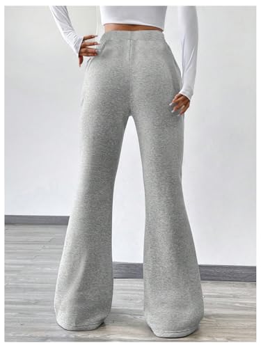 Girl's Drawstring High Waisted Flare Pants Thermal Bell Bottoms Sweatpants2