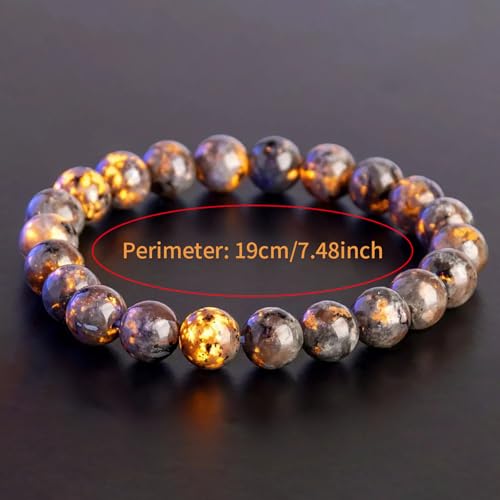 Natural Yooperlite Stone Bracelet, UV Glowing Rock (Flashing Flame Under Ultraviolet) Handmade Stretch Elastic Bracelets for Women Men Yoga Meditation and Stress Relief Jewelry Gifts3