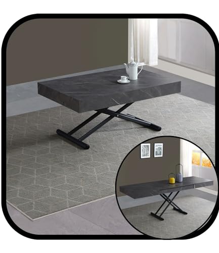 Volero Mesa Convertible En Mesa De Centro. Arriba Y Abajo, Mesa Extensible. Modelo Achille Large. Gris Hormigón, Estructura Color Gris Arenado Volero Mesa Convertible En Mesa De Centro. Arriba Y Abajo, Mesa Extensible. Modelo Achille Large. Gris Hormigón, Estructura Color Gris Arenado