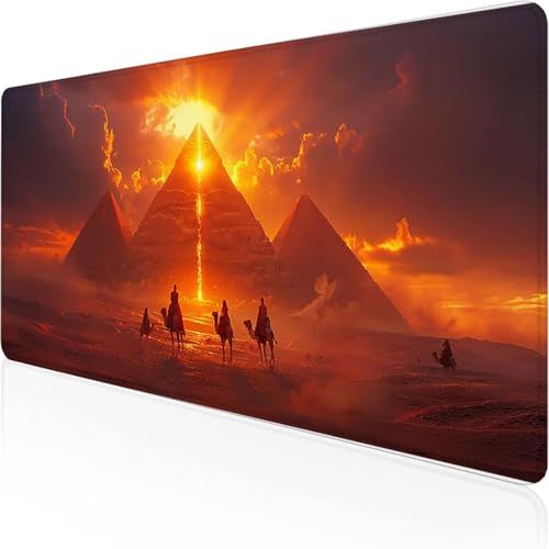 PiráMide Alfombrilla Ratón 800 x 300 mm Alfombrilla Escritorio Rojo Mouse Pad con Bordes Cosidos Impermeable Base de Goma Antideslizante Tapete Rato Escritorio para Accesorios de Oficina, Regalo 3-N