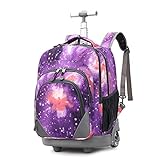 Regalo: el mejor regalo para que sus hijos vayan a la escuela.Este bolso con ruedas puede ayudar mejor a reducir la presión en la espalda y ahorrar esfuerzo para los niños.Ayuda al desarrollo de la columna vertebral de los adolescentes y hace que la columna crezca más saludable.Adecuado para la escuela,viajes,campamentos,senderismo y más.