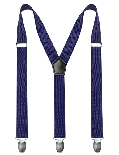 Image of RBOCOTT Mens Solid Color Suspender with 3 Cilps Adjustable Braces