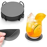 Chitomars Untersetzer Gläser 12er Set, Doppelseitigen Untersetzer Gläser Glasuntersetzer Getränkeuntersetzer rutschfest Untersetzer Leder Kunstleder Untersetzer Lederoptik Untersetzer