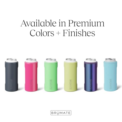 Image of BruMate Hopsulator Slim Can Cooler Insulated for 12oz Slim Cans | Skinny Can Insulated Stainless Steel Drink Holder for Hard Seltzer, Beer, Soda, and Energy Drinks (Black Stainless)