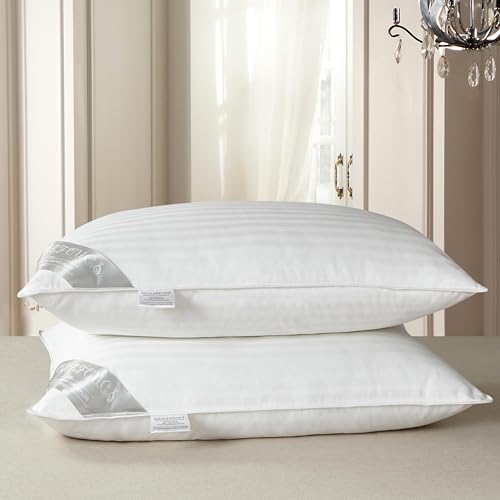 HOMEFOUCS Luxury Feather and Down Pillows pack of 2 100% Cotton Shell Soft Hotel Quality Pillows (40% Down)
