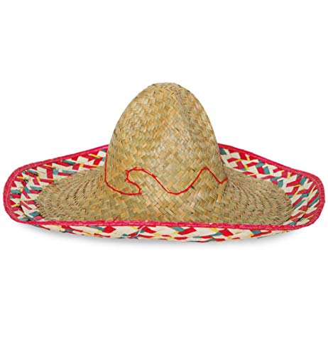 KarnevalsTeufel.de Sombrero-Set Mexikanerhüte in bunten Farben mit Buntem Rand Rand (1er Pack)