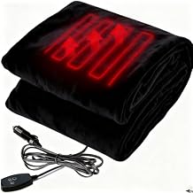 Big Ant Electric Car Blanket 12V Heated Car Blanket with 4 Hours Auto Off, Fast Heating Level Electric Blanket for Car Truck SUV RV Car Electric Blanket 58" x 42" Black,Upgrade Model