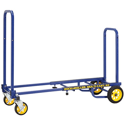 Rock-N-Roller R2RT-BL (Micro) 8-in-1 Folding Multi-Cart/Hand Truck/Dolly/Platform Cart/26" to 39" Telescoping Frame/350 lbs. Load Capacity, Blue
