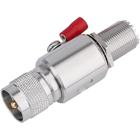 Riotaxy UHF Lightning Arrestor PL-259 Lightning Surge Protector PL259 Plug (UHF Male) to SO239 Socket (UHF Female) Bulkhead Cover
