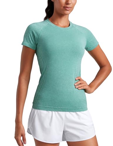 Image of CRZ YOGA Seamless T-Shirt Hip Length | Training, Chafe-Free, Slim Fit, Raglan Sleeves, Mesh Vents, Workout, Short Sleeve Tops for Women