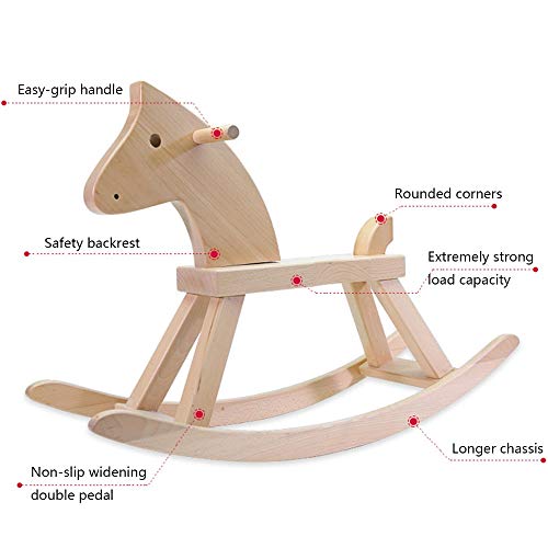 ZhaoXH-Schaukelpferd Schaukelpferd Aus Massivholz für Kinder Baby Rocker Schaukeltier Ride On Toy mit Rückenlehne für 18… – Bild 6