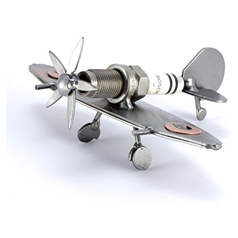 Steelman24 I Nuts and bolts sculpture Mini Plane Spitfire 2 I Handmade ornaments I Made in Germany I I Metal figurine Cover