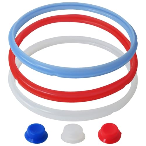 2026 Upgraded 3-Pack Sealing Ring Set for I-nstant P-ot 5QT/6QT – Includes 3 Food-Grade Rings (Red/Clear/Blue) + 3 Float Valve Caps miniatura 1