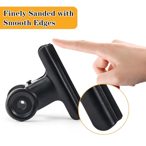 GUOKOFF 12 Stück Large Bulldogge Clips, 50mm Bulldogge Klammern Groß, Metall Bull Clips, Bulldog Binder Clips Büroklammern für Bilder, Fotos, Küche und Büro (Schwarz)