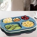 LRUUIDDE 12 Inch Large Unbreakable Divided Plates for Adults kitchen, Wheat Straw Plate, Alternative for Plastic, Reusable Compartment Plates,Dishwasher & Microwave Safe, BPA Free (Grey Series-4Pack)