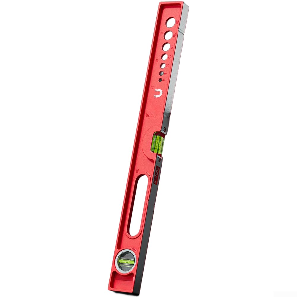 Righello di precisione realizzato in alluminio pressofuso con magneti ad alta resistenza e fiala trasparente per una misurazione affidabile (600 mm)
