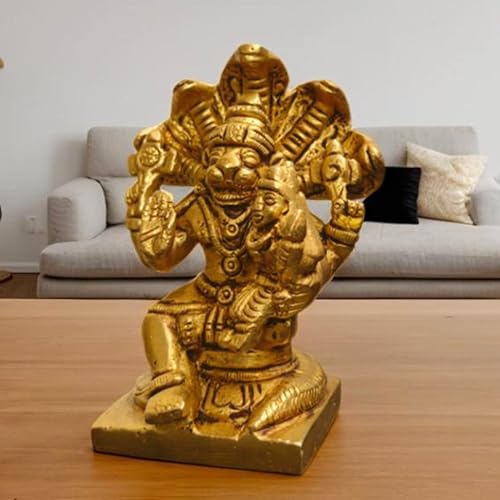 Estatua de Bronce Narasimha Lakshmi 3.25 pulgadas, 360 gramos miniatura 3