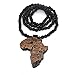Baoyi Jewelry New Africa Map Wooden Hip-hop Wooden Pendant Piece Wood Bead Chain Good Wood Style for Men