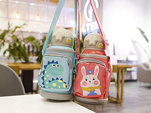 Blue Unicorn Water Bottle with Strap Bag Straw 2 Lid Cute Cartoon Thermos Stainless Steel Cup Double Wall Vacuum Cup Birthday Gift (600ml, blue unicorns)