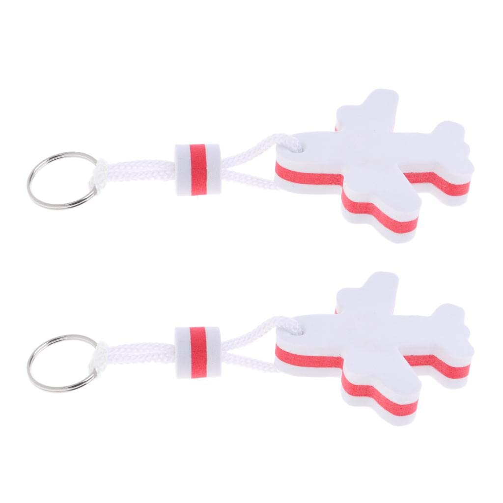 2 Pieces Plane Shaped Floating Key Ring Marine Boat Sailing Float White 2-image-33