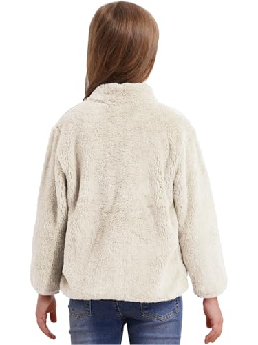 Kids Girls Fleece Jacket Coat Long Sleeve Stand Collar Zipper Up with Pockets Fall Winter Casual Outwear2