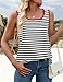 ZESICA Women's Summer Casual Striped Tank Top Sleeveless Scoop Neck Loose Fit Color Block Tops 2025 Fashion Clothes,Black,Large
