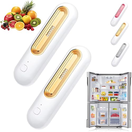 Ozoori KüHlschrank Deodorierer Ozoori Refrigerator Deodoriser Mini Ozone Generators 2 Modi Wiederaufladbar für KüHlschrank Kleiderschrank Auto (Gold*2)