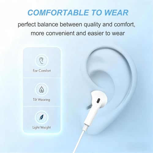 Image of 2 Pack USB C Wired Headphones for iPhone 17 /16 /15 Pro Max Earbuds | In-Ear Type C Earphones, Mic & Volume Control, Compatible with iPhone 17 /16 /15 Pro /Air /Plus, iPad Pro, White