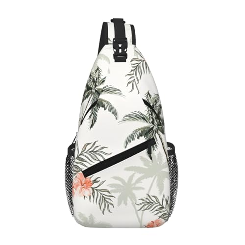Tropical Palm Trees Printing Cross Chest Bag Diagonally Cute Prints Suitable For Men Outdoor Hiking Daily Travel Long Trips