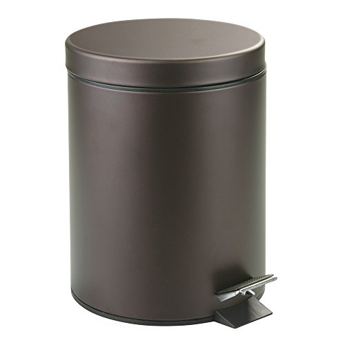 iDesign 44211EU Metal Step Trash Can with Lid, 5 Liter Waste Basket Bin with Insert for Bathroom, Kitchen, Office, 8" x 8" x 11", Bronze by iDesign - Used condition - US$14.08
