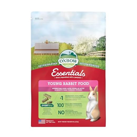Oxbow Essentials Rabbit Food, Young Rabbit, Made with Oxbow Timothy, Pet Food Pellets for Bunnies, Small Animal Pet Products, Made in USA, High Fiber Bunny Supplies, 10 lb. bag
