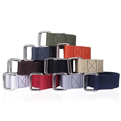 Men Women Canvas Web Belt with Double D-ring, Durable Adjustable Casual Extra Long, 2 Pack4