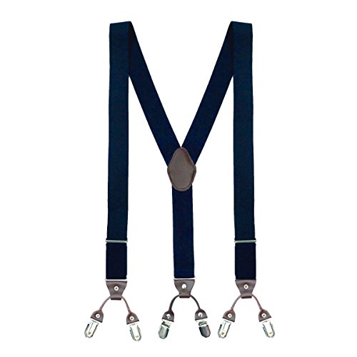 Image of The Tie Hub Suspenders for Men | Slim Clip-On Y-Back Elastic Braces | Adjustable 1.25 Inch | Formal Wedding Office