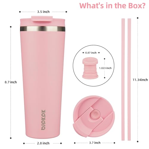 Image of BJPKPK 26 oz Coffee Tumbler with Straw, Insulated Stainless Steel Cup