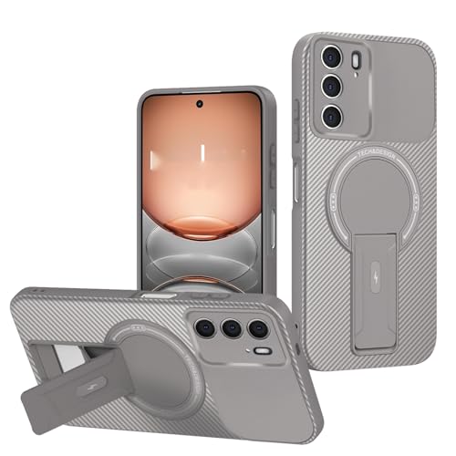 Jiajihua Case Compatible with Oppo Reno12 5G Camera Protection Magnetic Kickstand Bracket 2 in 1【TPU+PC】 Drop Shockproof Gray