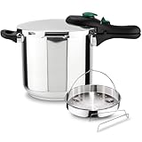 Magefesa DYNAMIC - Olla Express Rápida de 10L + Cestillo, Acero Inoxidable 18/10, Eficiencia Energética, Todo tipo de cocinas, Inducción