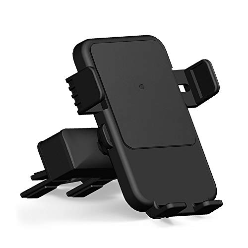 Qi Wireless Charger Car Mount - HMCC CD Slot Phone Holder Silicone Protection 360° Rotatable One-Touch Design Compatible iPhone Xs Max/XS/XR/X/8, Samsung Galaxy S10e/S10+/S10/S9/S9 Plus/S8