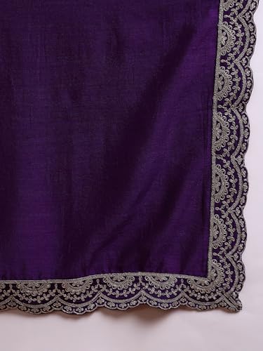 Image of Vaamsi Women's Solid Anarkali Embroidered Kurta With Dupatta