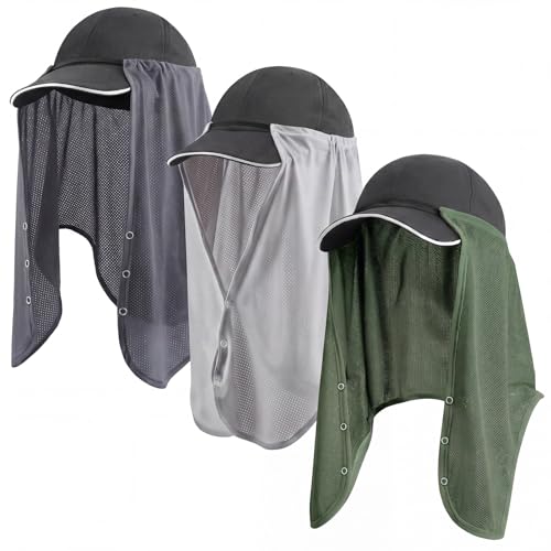 Image of Geyoga 3Pcs UV Sun Protection Neck Drape | Adjustable Neck Shade, Mesh Neck Sun Protection, Breathable Sun Protector, Hat Drape for Fishing, Hiking and Outdoor Work