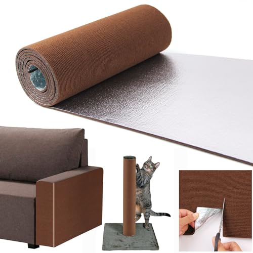 Selbstklebend Kratzmatte Katze, 300cmx40cm DIY Kratzbrett Katze, Kratzschutz Sofa Katze, Kratzbrett Katzen kratzschutz,Katzenkratzmatte für Schützt Katzenständer Sofa Möbelschutz (Braun)