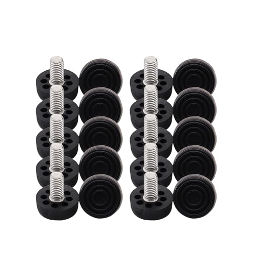 高さ調節可能な家具の脚10個 - テーブルとキャビネット用の滑り止めフットライザー、プラスチックベースレベリングパッドと床プロテクター(M8X24X25mm)