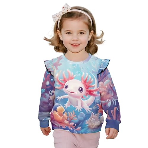 GePrint Girl's Long Sleeve Sweatshirt Fashionable Girl's Graphic Shirts Top Casual Loose No Cap Tops for Girls 1-82