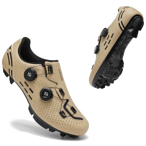 PENXZT Zapatillas de Ciclismo Montaña para Hombre, Zapatos Bicicleta de Carretera Exterior MTB Compatible con SPD Pedales 2 Tornillos con Calas Respirables Antideslizantes,B,42 EU